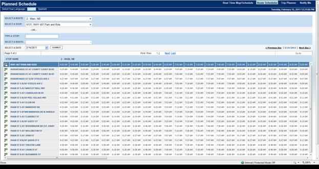 route schedule help image